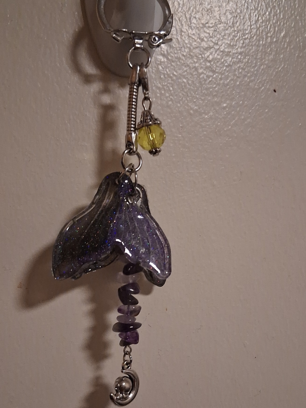 Handmade Purple Amethyst Fishtail Keychain